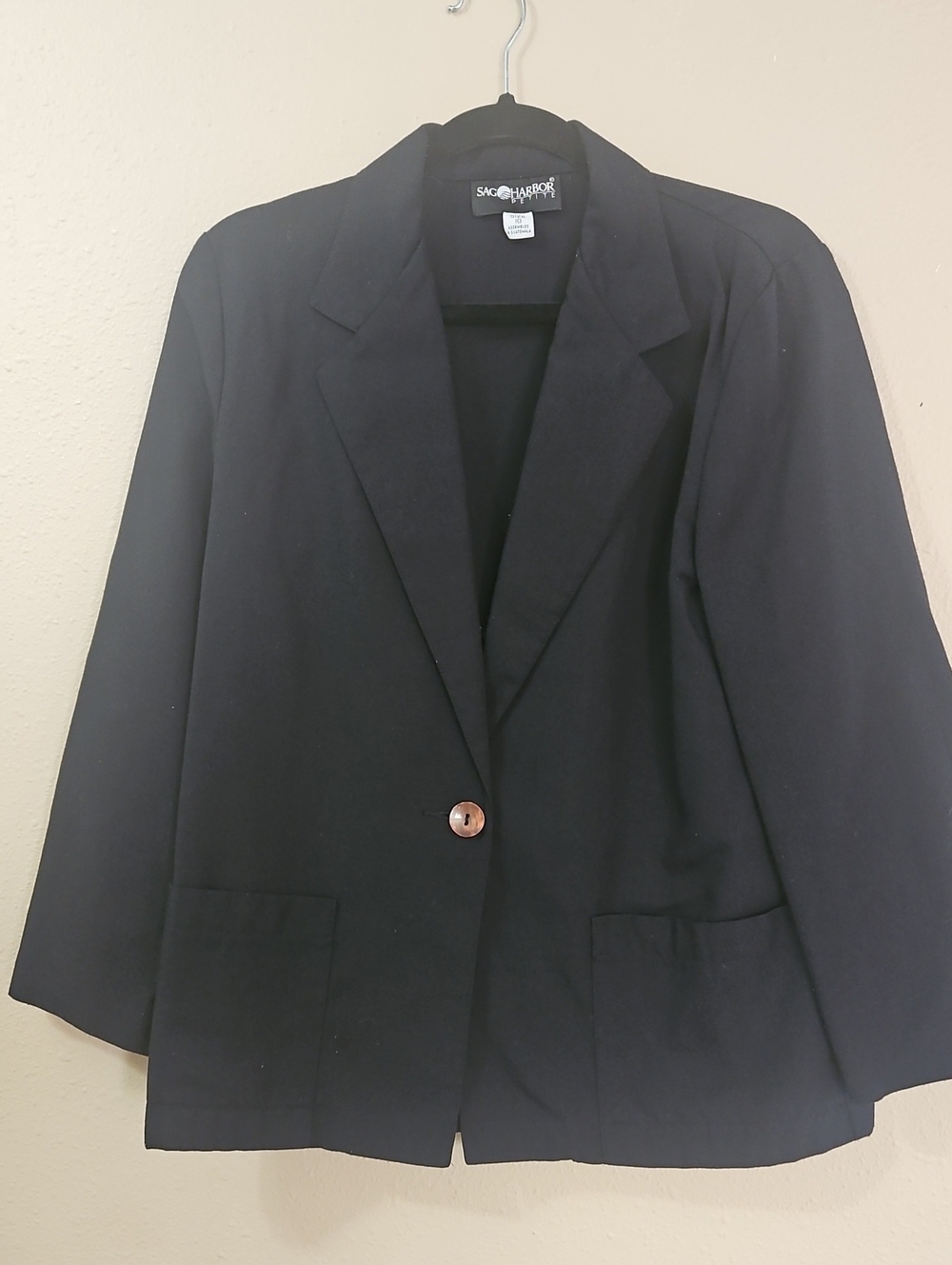 Sag Harbor Black Single-Button Women's Blazer with Patch Pockets